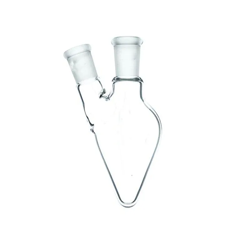 دورق من زجاج البورسليكات ذو فم مطحون على شكل كمثرى مع رقبتين